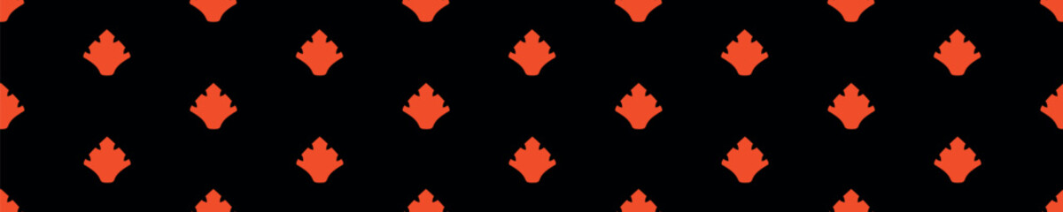 Seamless geometric pattern with red shapes on black background. Bold modern design for washi tape, paper, textile, or digital projects