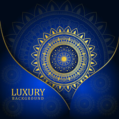 Luxury Blue and Gold Mandala Background Design