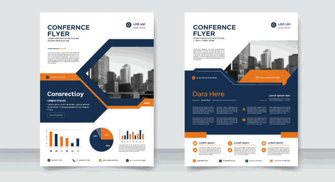 Modern Corporate Business Conference Flyer Template Set.
