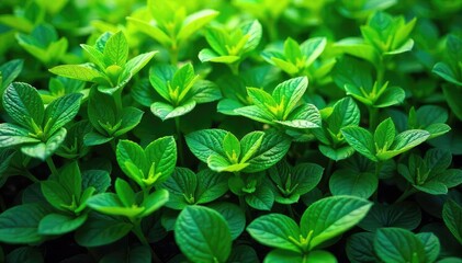 Lush green foliage creates a vibrant, textured plant landscape Perfect for nature, garden, and environmental themes Ideal for website banners, brochures, and presentations , rural, photo