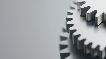 Close-up of shiny, interlocking metal gears showcases mechanical precision and teamwork.  Symbolizing connectivity and collaborative motion in engineering concept.