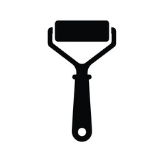 Black silhouette of a wallpaper roller tool for home improvement and decoration projects silhouette