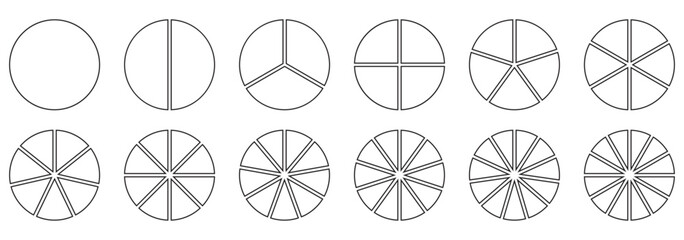 
 Save to Library
 Download Preview
 Preview Crop
 Find Similar
 
File #:  892325279
Segments of circle with 1 to 12, pieces. Info graphic icons circles set divided radius in black and white color vec