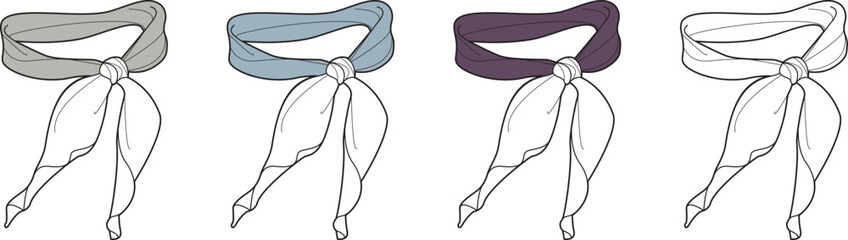 Chic Neckwear Set A Collection of Stylish Scarf Illustrations