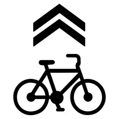 Shared lane marking (sharrow) icon with transparent background &mdash; representing shared roadway for bicycles and vehicles, cycling safety, or urban traffic marking.
