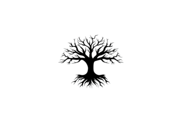 A glowing geometric tree shape is centered against a black background, radiating light