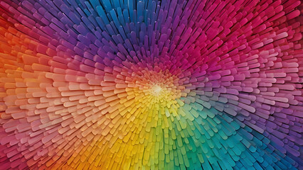 A vibrant and dynamic explosion of colors emanates from a central point, forming a captivating, artistic display. A photorealistic portrayal of the beauty of art.