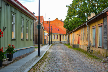 Market Street in the Old Town of Viljandi in Estonia, one of the Baltic States