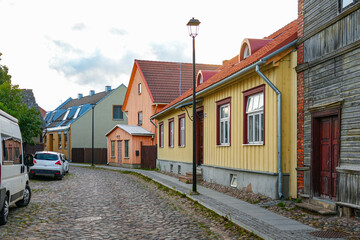 Market Street in the Old Town of Viljandi in Estonia, one of the Baltic States