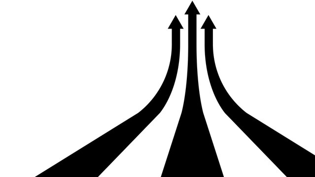 Black arrow curved upwards Perspective with transparent background
