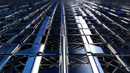 An abstract representation of a complex and intricate technological grid, showcasing a futuristic and advanced concept.