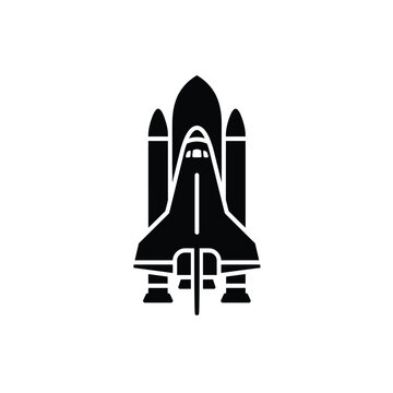 Silhouette of a space shuttle launch vehicle with boosters and external tank ready for ascent silhouette