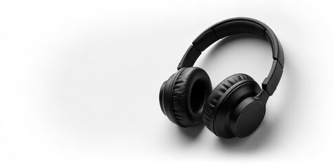 Sleek black over-ear headphones, noise-canceling design, modern, headphone