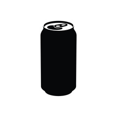 Simple black silhouette of a soda can on a white background