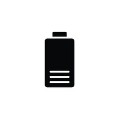 Simple black battery icon representing power level and energy charge status silhouette