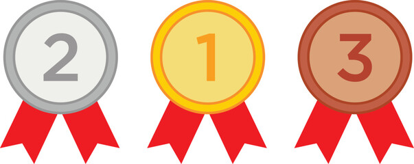 Gold Silver Bronze Medals & Ribbons: 1st 2nd 3rd Place Awards Vector