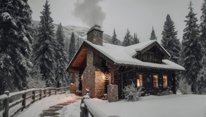 Cozy Cabin in Winter Wonderland - A Snowy Retreat.