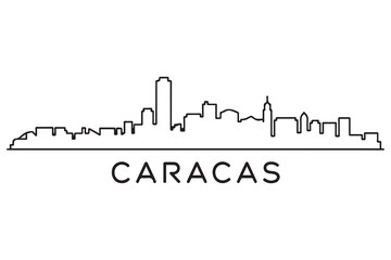 Fototapeta premium Caracas Line Art skyline silhouette. Black Caracas city design. with white background