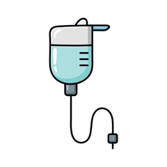 Hand-drawn doodle illustration of an IV drip bag in flat vector style. Clean and minimal design ideal for healthcare, wellness, hospital, or educational projects.