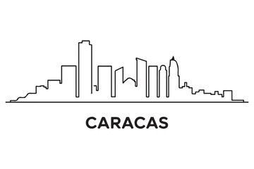Fototapeta premium Caracas Line Art skyline silhouette. Black Caracas city design. with white background