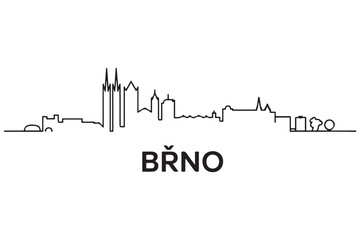 Fototapeta premium Brno Line Art skyline silhouette. Black Brno city design. with white background