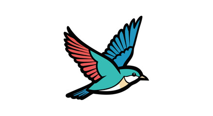 Obraz premium Colorful bird soars against a stark black background in a minimalist design style