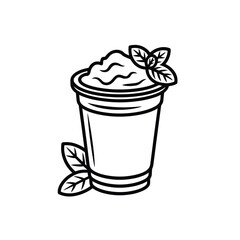Hand drawn illustration of a refreshing smoothie with mint leaves