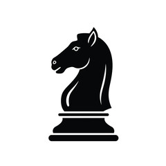 Black chess knight piece silhouette strategic game element classic board game symbol silhouette