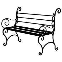 park bench isolated on white