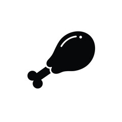 Simple icon of a black fried chicken leg on a silhouette
