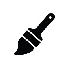 Black paintbrush icon symbol representing art creativity and diy projects isolated clean design silhouette