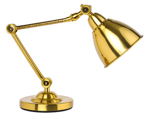 Golden desk lamp. Isolated on transparent background