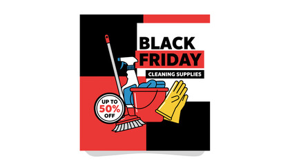 Black Friday cleaning supplies sale with broom bucket spray gloves and 50 off discount