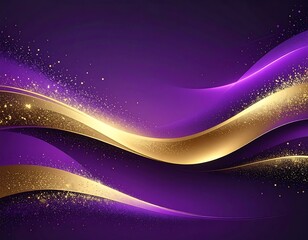 Flowing golden and purple waves with shimmering glitter