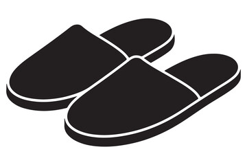 Silhouette of casual home slippers icon, simple footwear design isolated on white background illustration
