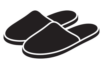 Silhouette of casual home slippers icon, simple footwear design isolated on white background illustration
