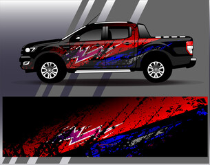 Car wrap design vector. Graphic abstract stripe racing background designs for vehicle, rally, race, adventure and car racing livery