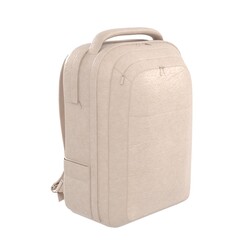 Silver Gray leather backpack made of Aniline Sheep Leather, side view