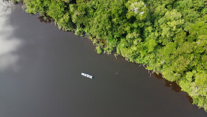 Fishing in amazon rainforest