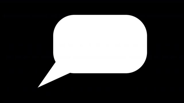 cartoon comedy speech bubble empty blank plain text cloud pops up from left side with direction pointer 4K animation with transparent alpha channel background can be rescaled and repositioned