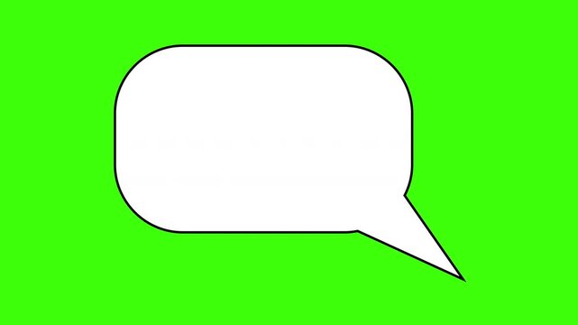 cartoon comedy speech bubble empty blank plain text cloud pops up from right side with direction pointer 4K animation with chroma key green screen background can be rescaled and repositioned