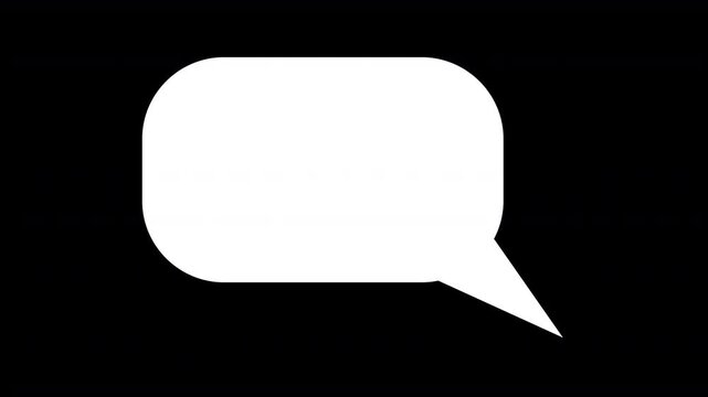 cartoon comedy speech bubble empty blank plain text cloud pops up from right side with direction pointer 4K animation with transparent alpha channel background can be rescaled and repositioned