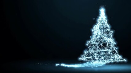 christmas pine tree holiday digital low poly wireframe tech video motion