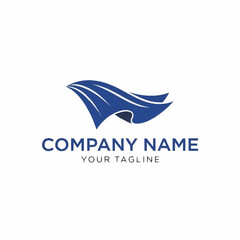 Abstract Blue Flowing Shape Logo Design.