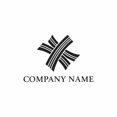 Abstract black logo design with intersecting lines for company branding.