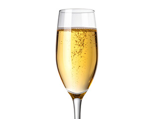 close-up of a single champagne flute filled with golden champagne, positioned again 