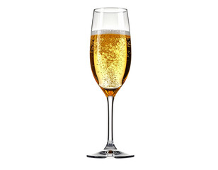 close-up of a single champagne flute filled with golden champagne, positioned again 