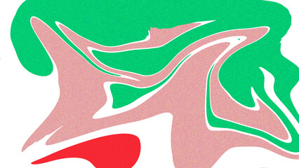 Illustration of abstract digital art with green, pink, and red colors isolated on white background