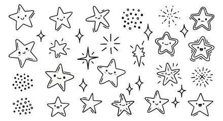 A charming collection of hand drawn doodle stars and sparkles.