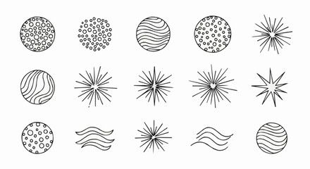 Hand drawn top view landscape design plant elements.